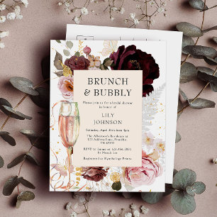 Cartão Postal De Convite Chá de panela Inglês Elegante Brunch e Bubble