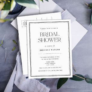 Cartão Postal De Convite Chá de panela preto e branco minimalista de orçame