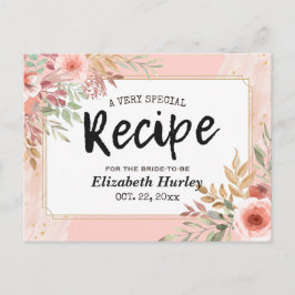 Cartão Postal De Convite Chá de panela Recebe Flores Rosa Elegantes Moderna