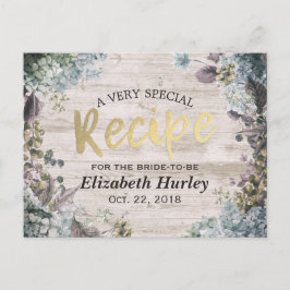 Cartão Postal De Convite Chá de panela Receita Madeira Física Floral Botâni