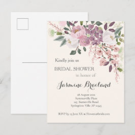 Cartão Postal De Convite Chá de panela rosa Primavera