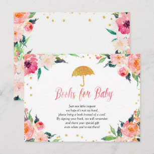 Cartão Postal De Convite chá Dourado Floral April para bebê