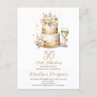 Champanhe de bolo Dourado rosa 50º aniversário