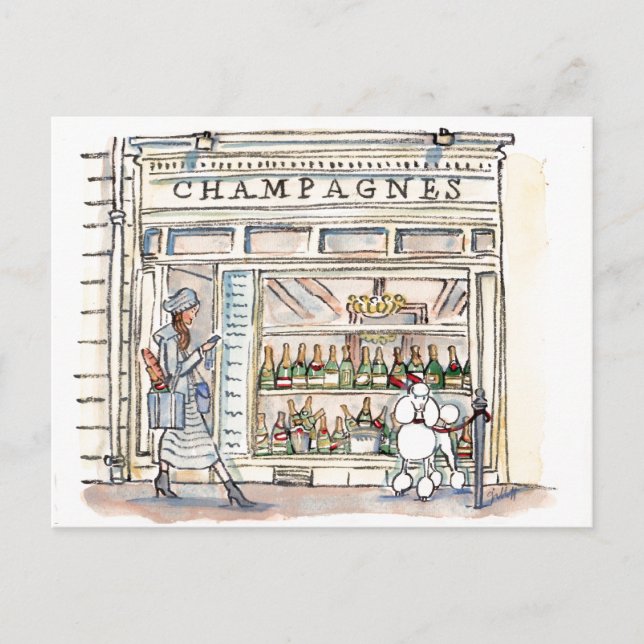 Cartão Postal De Convite Champanhe de Paris Flaneur (Frente)