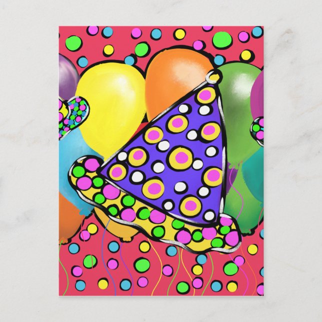 Cartão Postal De Convite Chapéus do Partido Birthay (Frente)