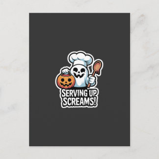 Cartão Postal De Convite Chef Boo – Spooky Cute Halloween Ghost Spoon