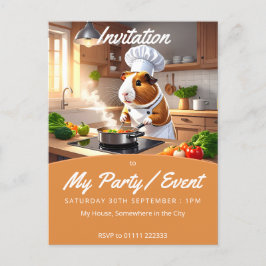 Cartão Postal De Convite Chef de Suíno-guinchado