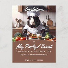 Cartão Postal De Convite Chef de Suíno-guinchado