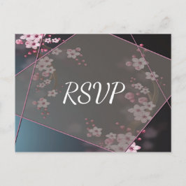 Cartão Postal De Convite Cherry Blossom Geométrico RSVP