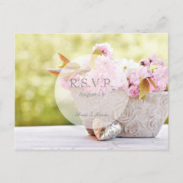 Cartão Postal De Convite Cherry Blossoms-Pink Flowers Casamento RSVP