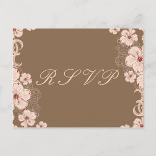 Cartão Postal De Convite Chic cor-de-rosa hibiscus flor casamento RSVP resp