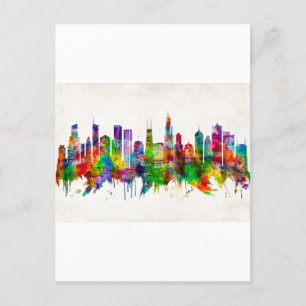 Cartão Postal De Convite Chicago Illinois Skyline