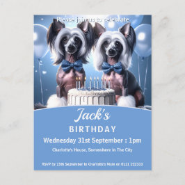 Cartão Postal De Convite Chinese Crested Birthday Party