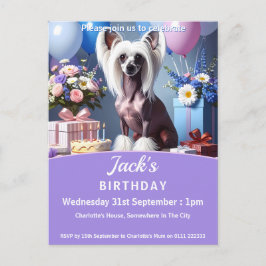 Cartão Postal De Convite Chinese Crested Birthday Party