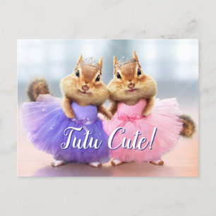 Cartão Postal De Convite Chipmunk Ballerina Duo