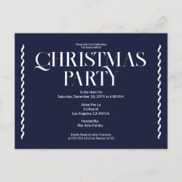 Cartão Postal De Convite Christmas Party Vintage Elegant blue Invitation