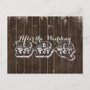 Cartão Postal De Convite Churrasco de Casamento de Madeira Country Rústico 