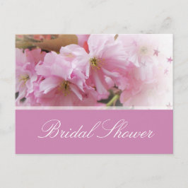 Cartão Postal De Convite Chuva de noiva de flor de cerejeira rosa suave ado