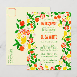 Cartão Postal De Convite CHUVA DE NOIVA de Laranja PERSONALIZADA de Verão