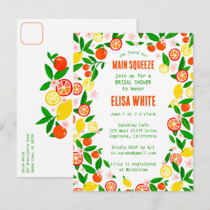 CARTÃO POSTAL DE CONVITE CHUVA DE NOIVA DE LARANJA PERSONALIZADA MAIN SQUEE