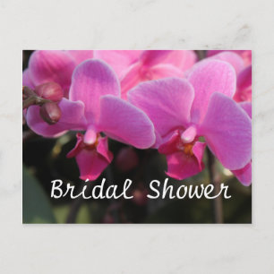 Cartão Postal De Convite Chuva de noiva, flores de orquídea rosa