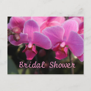 Cartão Postal De Convite Chuva de noiva, flores de orquídea rosa