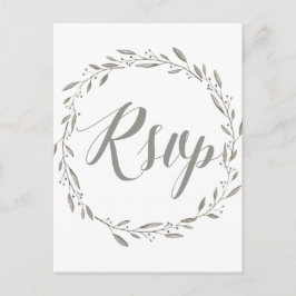 Cartão Postal De Convite Cinza de Cartões-postais RSVP de Casamento Elegant