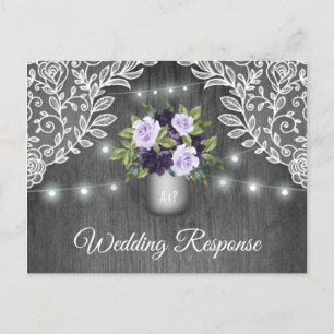 Cartão Postal De Convite Cinza Prateada Floral Russo Jar Weding RSVP
