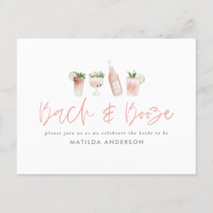 Cartão Postal De Convite Cinza rosa e bachelorette