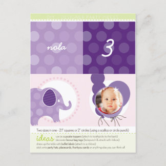 Cartão Postal De Convite Círculos de festa: elefante + balões 6