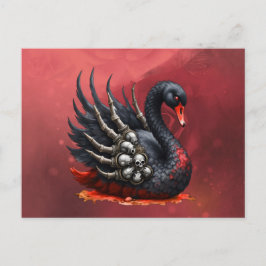 Cartão Postal De Convite Cisne Negro de Ossos – Elegância Gótica