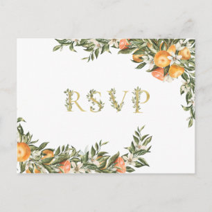 Cartão Postal De Convite Citrus Orchard   Boho Greenery Wedding RSVP