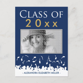Cartão Postal De Convite Classe de Bonés de Graduação [ANO] Azul