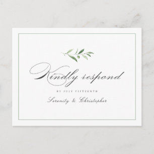 Cartão Postal De Convite Clássico Elegance Script Greenery casamento RSVP 
