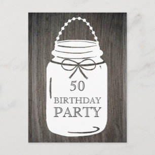 Cartão Postal De Convite Clay Rustic Mason Jar Qualquer Festa de aniversári