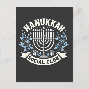 Cartão Postal De Convite Clube Social de Hanukkah Divertido Hanukkah Judaic