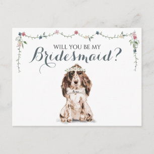 Cartão Postal De Convite Cocker Spaniel Dog Bridal Party Seja Minha Garota
