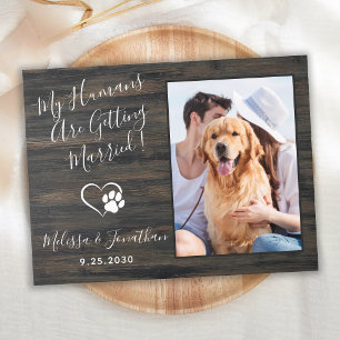Cartão Postal De Convite Código QR de Foto do Cão de Casamento de Pet Rusti