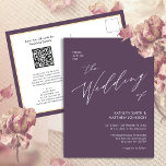 Cartão Postal De Convite Código QR Mauve - Tudo Em Um Casamento De Script M<br><div class="desc">O Elegante Código QR Mauve Tudo Em Um Cartão Postal Simples E Minimalista De Convite De Casamento. Celebre o seu dia especial com esta elegante e bela carta de convite para casamento para embelezar a sua ocasião especial. Todos os textos estão pré-organizados para que você personalize fácil e rapidamente com...</div>