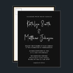 Cartão Postal De Convite Código QR Preto Elegante Tudo em um Casamento Mode<br><div class="desc">Código QR de Script Moderno Elegante, Preto e Branco, Tudo em Um Cartão de Convite De Casamento Minimalista. Celebre o seu dia especial com esta elegante e bela carta de convite para casamento para embelezar a sua ocasião especial. Todos os textos estão pré-organizados para que você personalize fácil e rapidamente...</div>