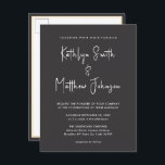 Cartão Postal De Convite Código QR Preto Elegante Tudo em um Casamento Mode<br><div class="desc">Código QR de Script Moderno Elegante, Preto e Branco, Tudo em Um Cartão de Convite De Casamento Minimalista. Celebre o seu dia especial com esta elegante e bela carta de convite para casamento para embelezar a sua ocasião especial. Todos os textos estão pré-organizados para que você personalize fácil e rapidamente...</div>