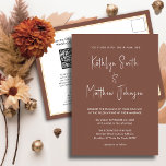 Cartão Postal De Convite Código QR Terracotta Tudo Em Um Casamento Moderno<br><div class="desc">Terracotta Modern Script QR Code Tudo Em Um Cartão De Convite De Casamento Minimalista. Celebre o seu dia especial com esta elegante e bela carta de convite para casamento para embelezar a sua ocasião especial. Todos os textos estão pré-organizados para que você personalize fácil e rapidamente com seus próprios detalhes....</div>