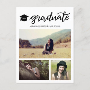 Cartão Postal De Convite Colagem de Fotos de Graduação de Script de Formand