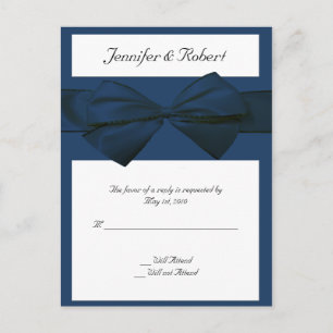 Cartão Postal De Convite Coleção Estate Azul Marinho Casamento