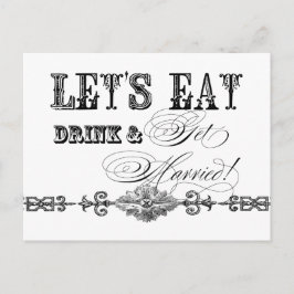 Cartão Postal De Convite Coma, Beba e se case, Chá de panela