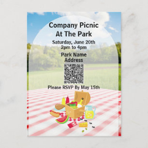 Cartão Postal De Convite Companhia Picnic Park QR Code Pequenas Formigas