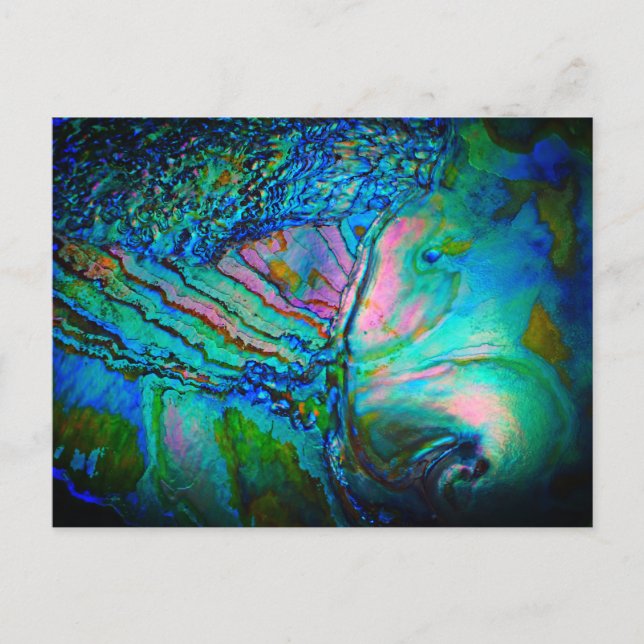Cartão Postal De Convite Concha de Abalone Azul Dramática (Frente)