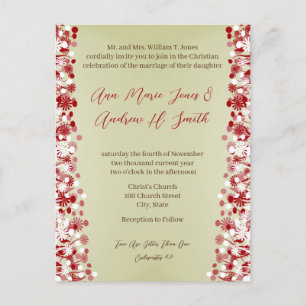 Cartão Postal De Convite Concurso de Casamento Cristão Carmel e Blueberry