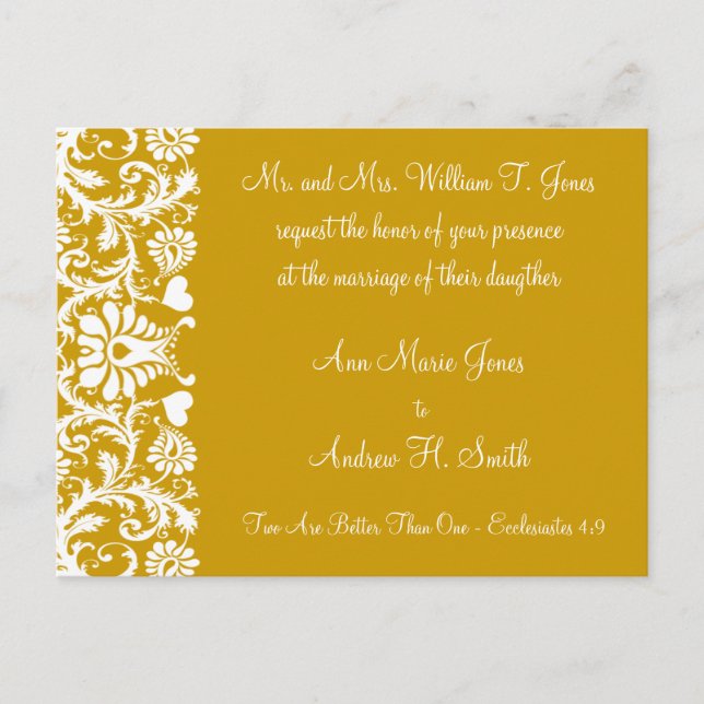 Cartão Postal De Convite Concurso de Casamento Cristão Carmel e Blueberry (Frente)