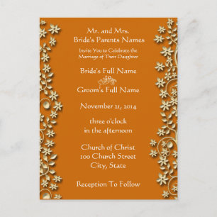 Cartão Postal De Convite Concurso de Casamento Rochas Laranja Profundas e F